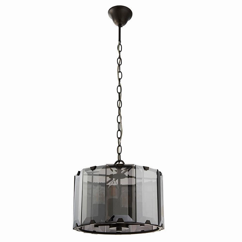 Endon Clooney 4 Light Smoke Glass Panel Ceiling Pendant