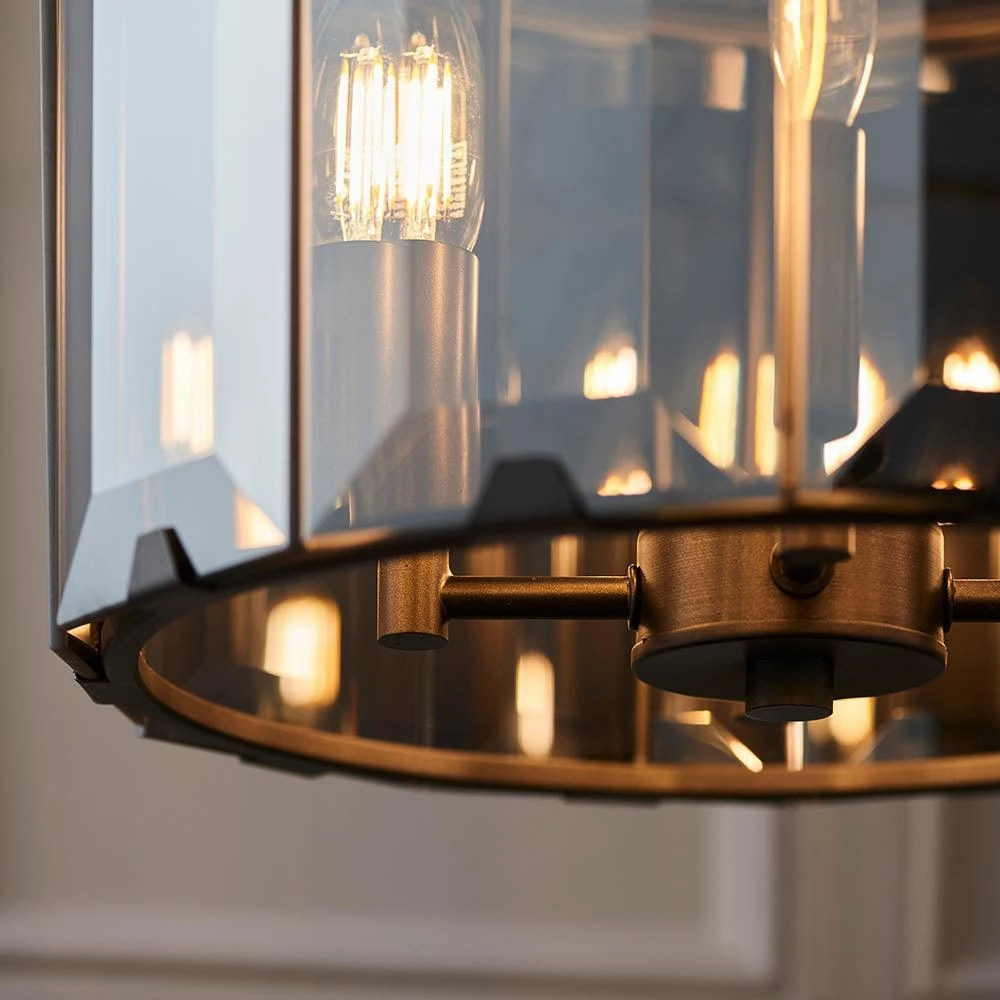 Endon Clooney 4 Light Smoke Glass Panel Ceiling Pendant