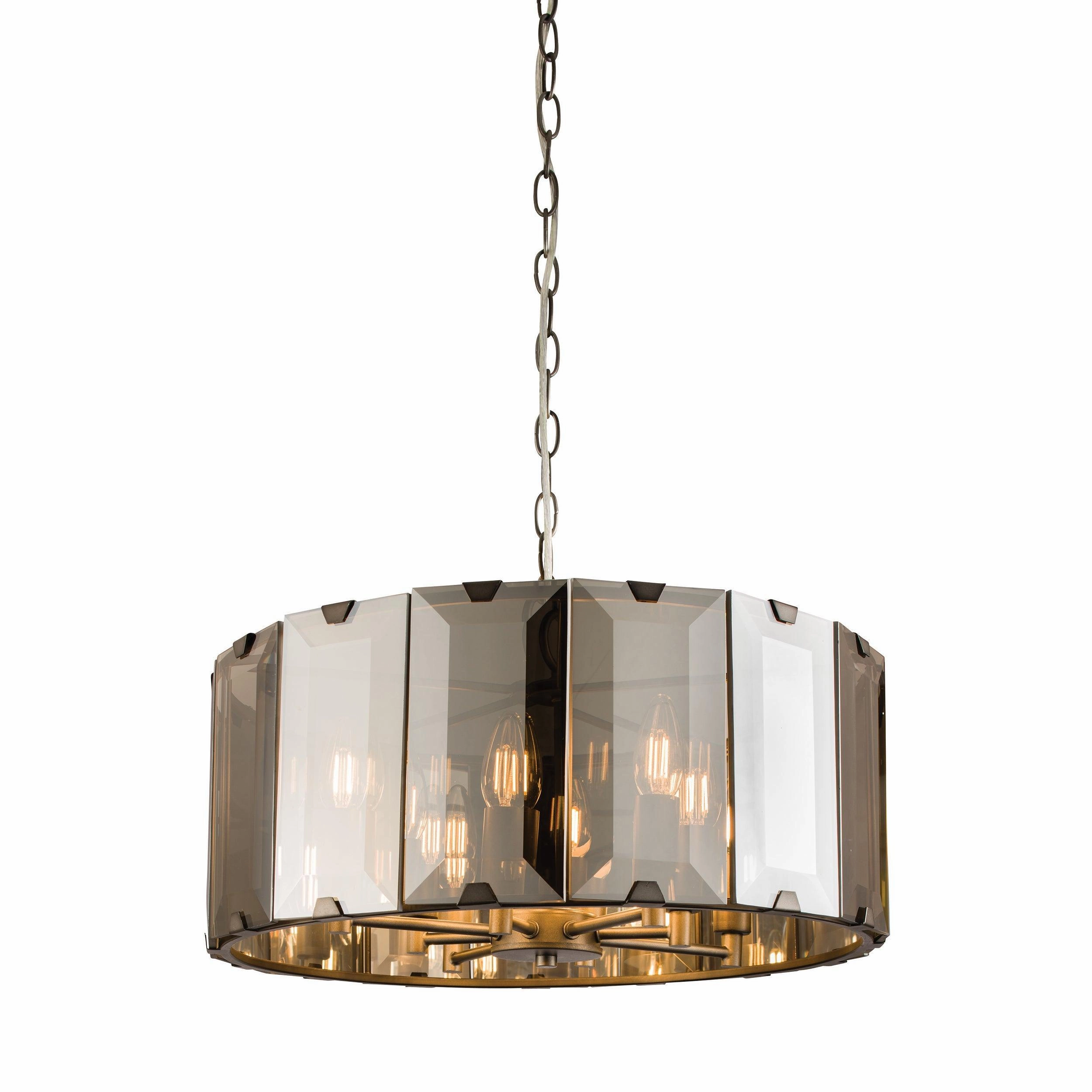 Endon Clooney 8 Light Smoke Glass Panel Ceiling Pendant