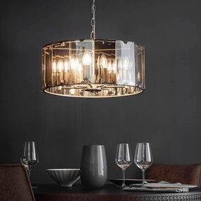Endon Clooney 8 Light Smoke Glass Panel Ceiling Pendant simple ceiling design light