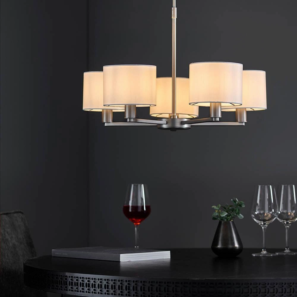 Endon Daley 5 Light Nickel Finish Ceiling Pendant