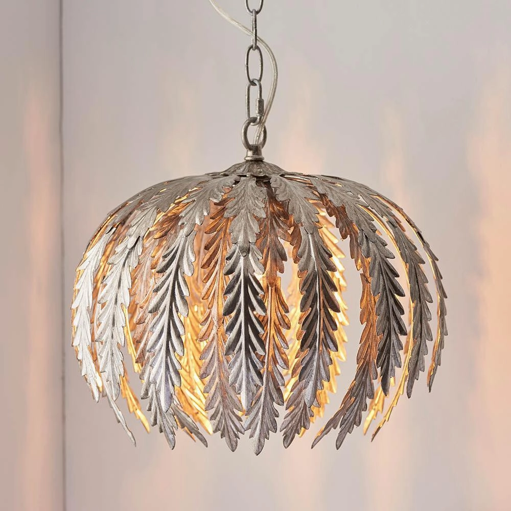 Endon Delphine 1 Light Silver Leaf Ceiling Pendant