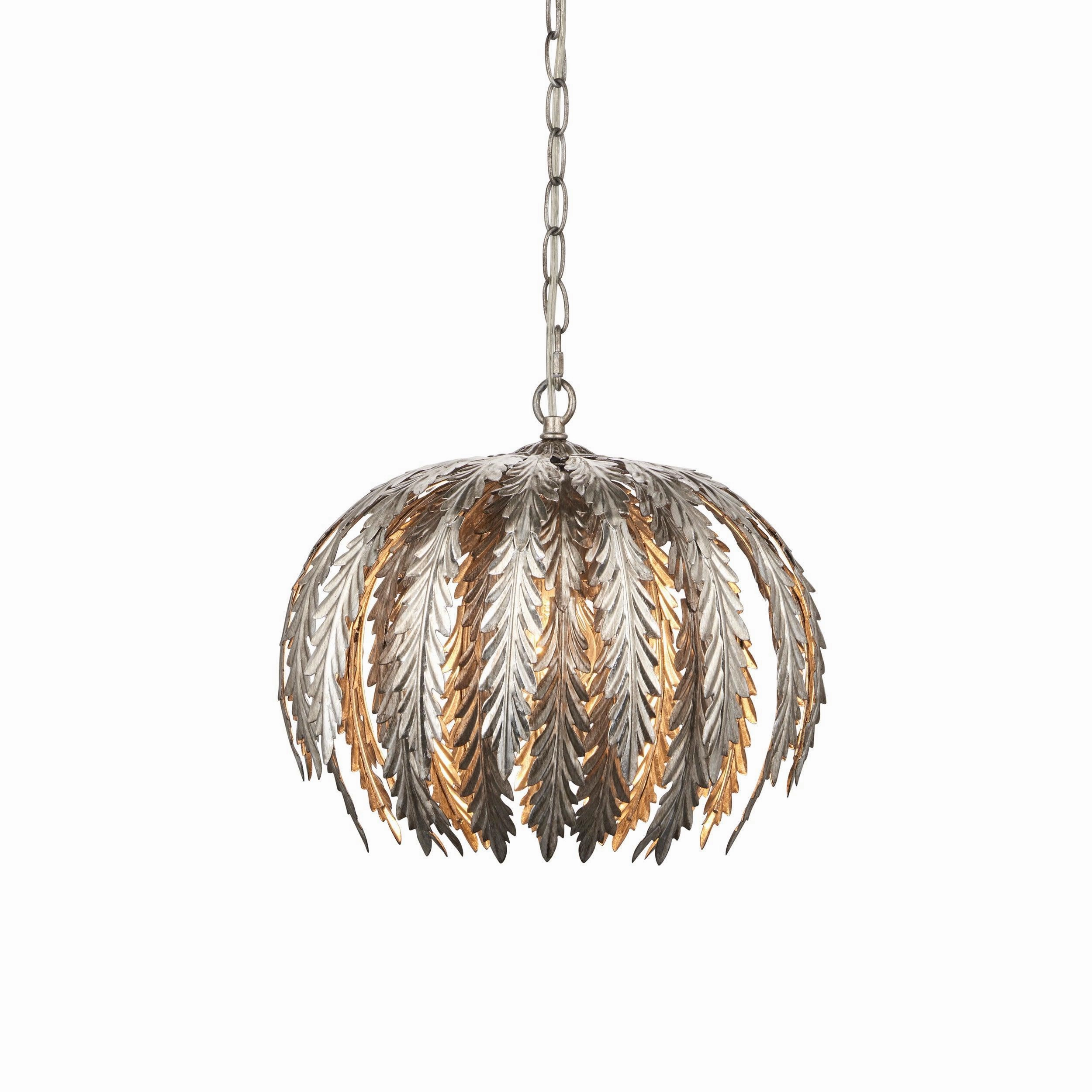 Endon Delphine 1 Light Silver Leaf Ceiling Pendant