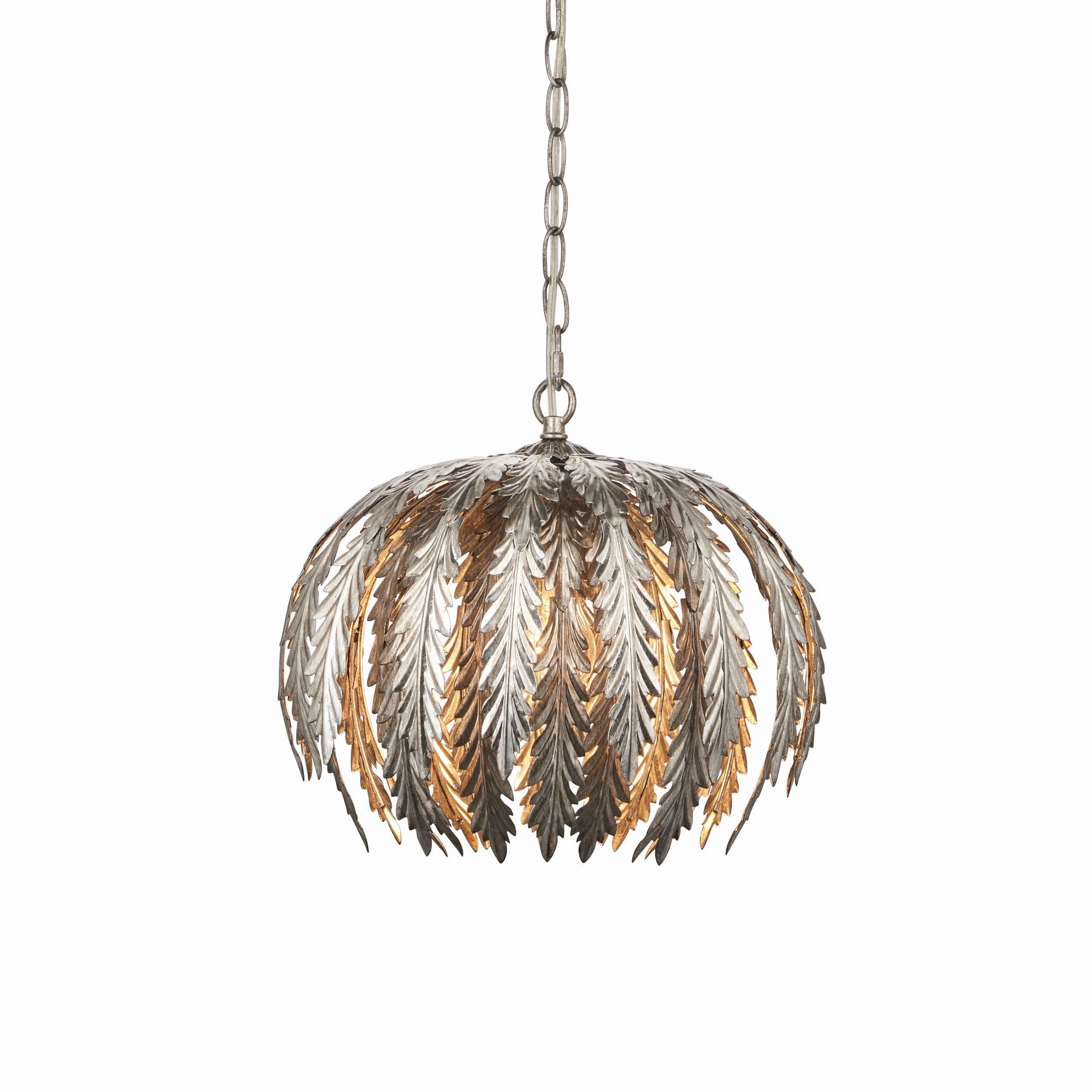 Endon Delphine 1 Light Silver Leaf Ceiling Pendant