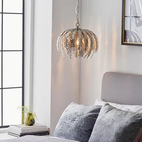 Endon Delphine 1 Light Silver Leaf Ceiling Pendant simple ceiling design light
