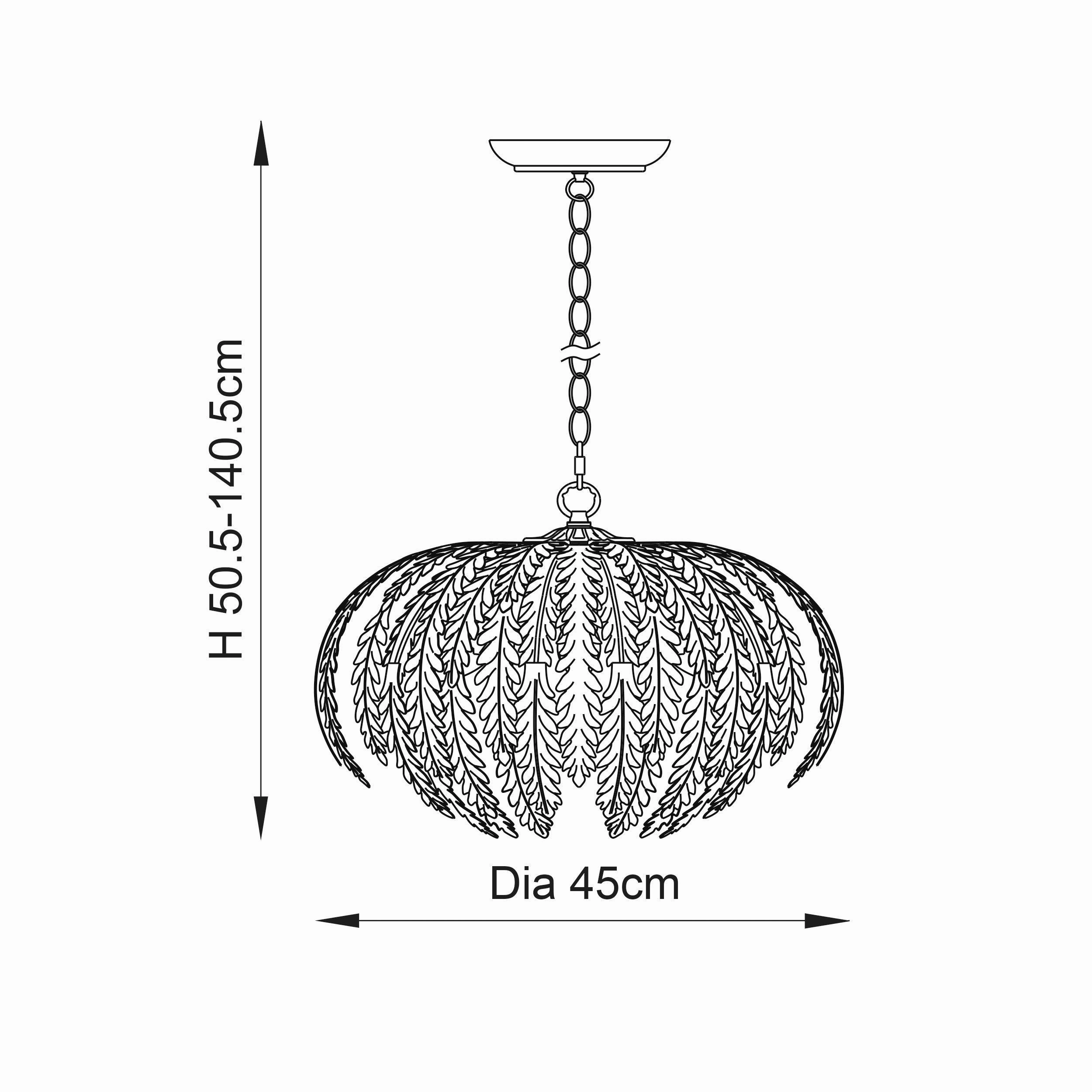 Endon Delphine 3 Light Gold Ceiling Pendant Light