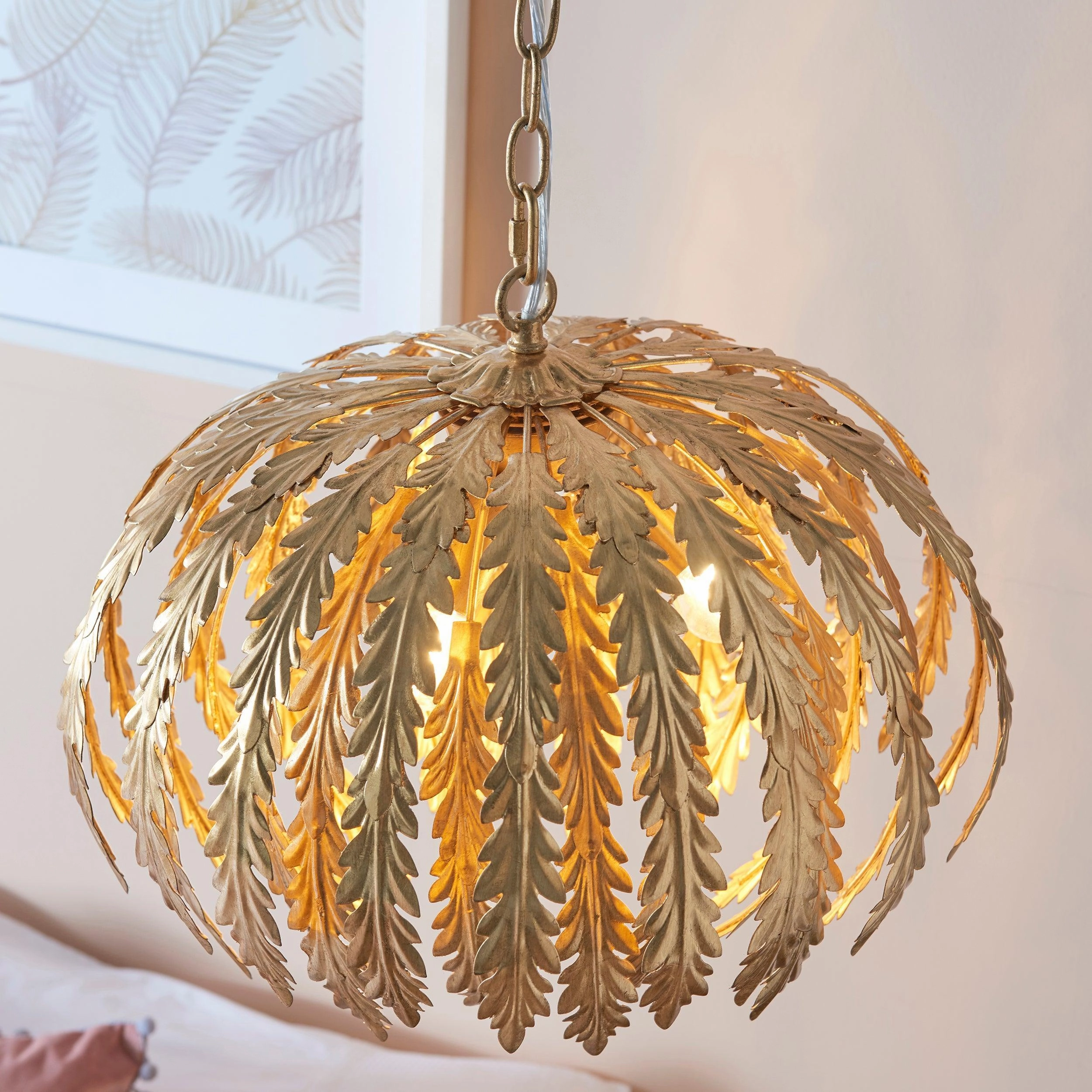 Endon Delphine 3 Light Gold Ceiling Pendant Light