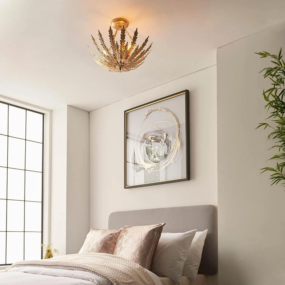 Endon Delphine 3 Light Gold Flush Ceiling Light