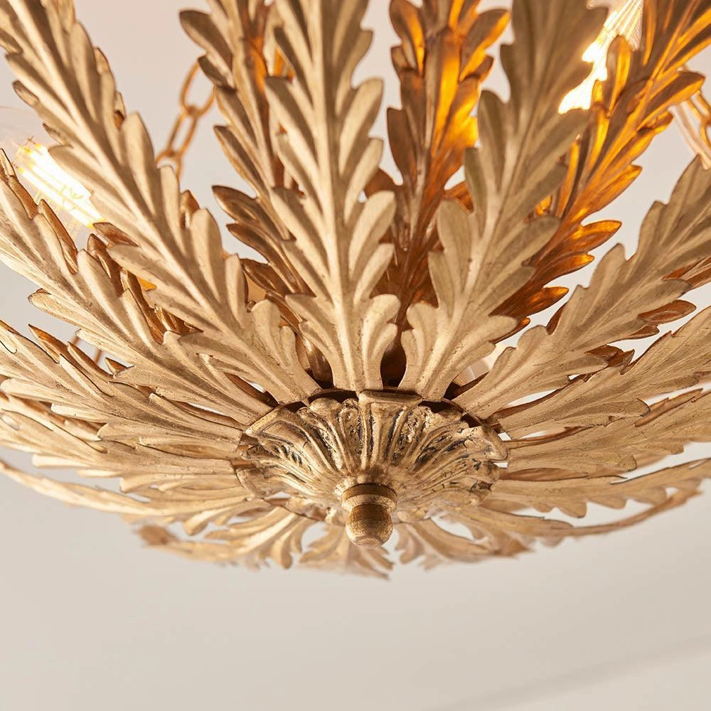 Endon Delphine 3 Light Gold Flush Ceiling Light