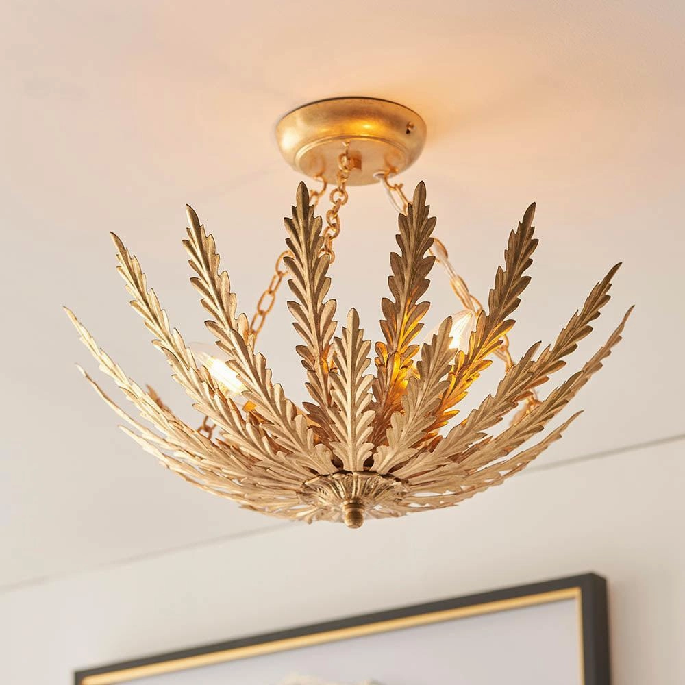 Endon Delphine 3 Light Gold Flush Ceiling Light