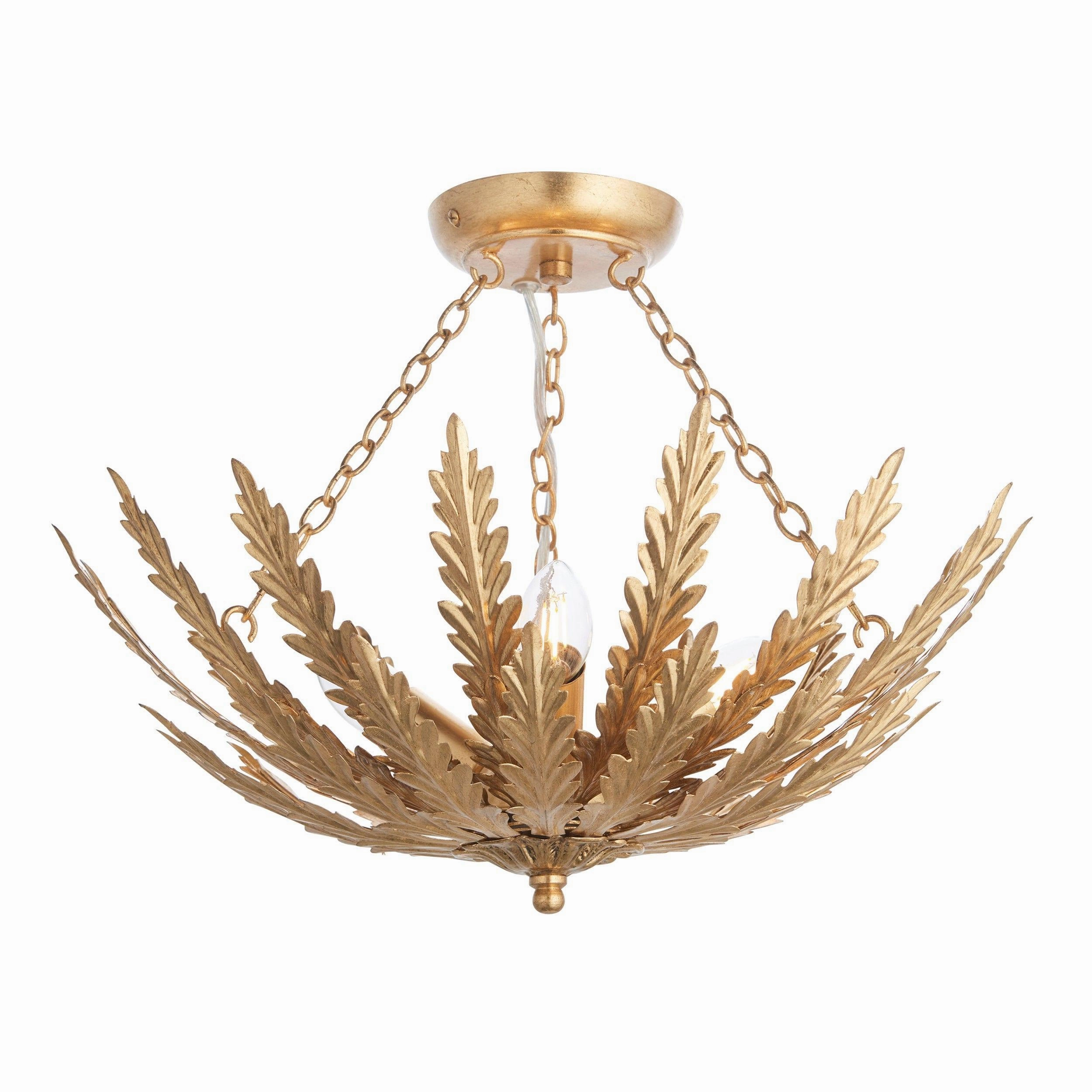 Endon Delphine 3 Light Gold Flush Ceiling Light