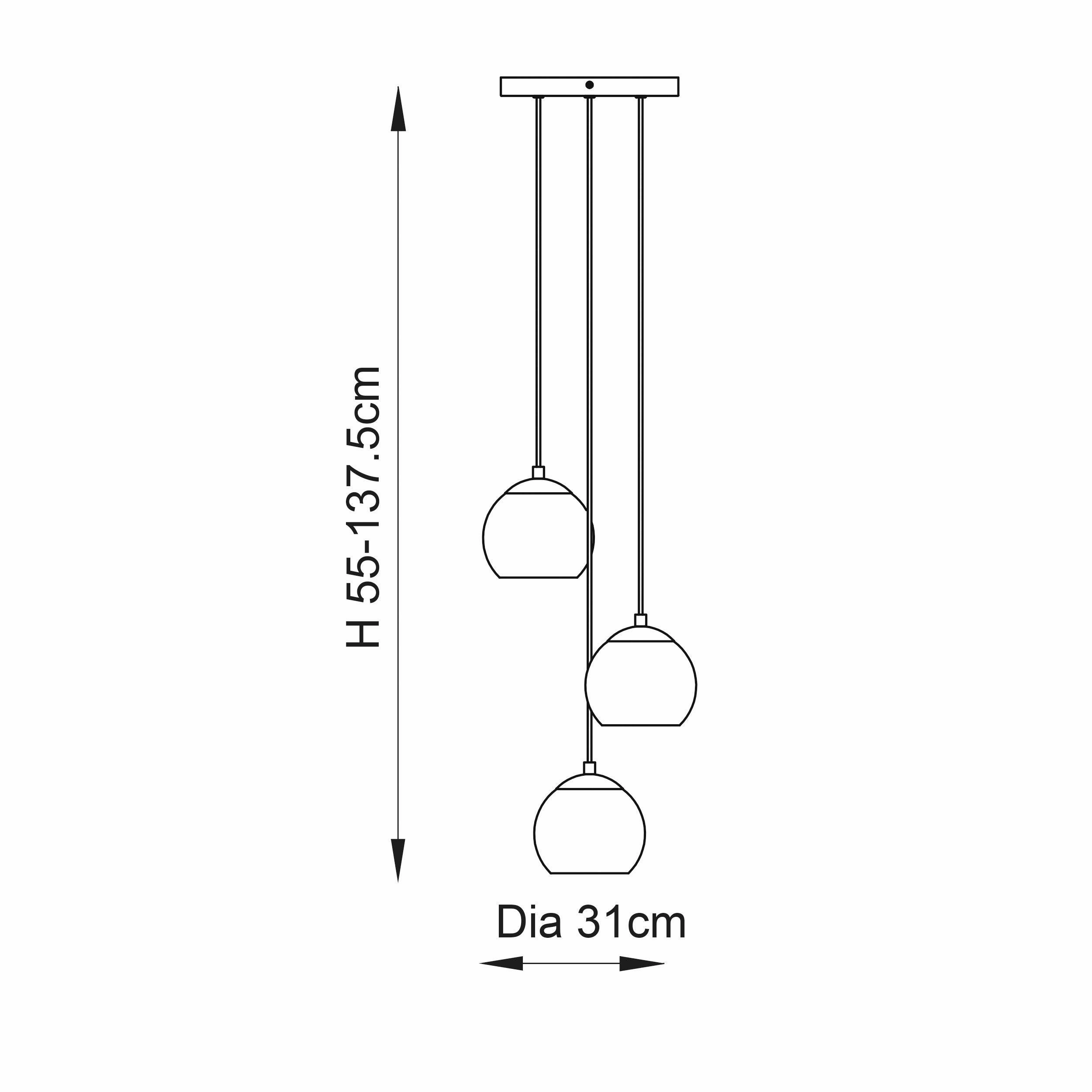 Endon Dimple 3 Light Brass  Ceiling Pendant
