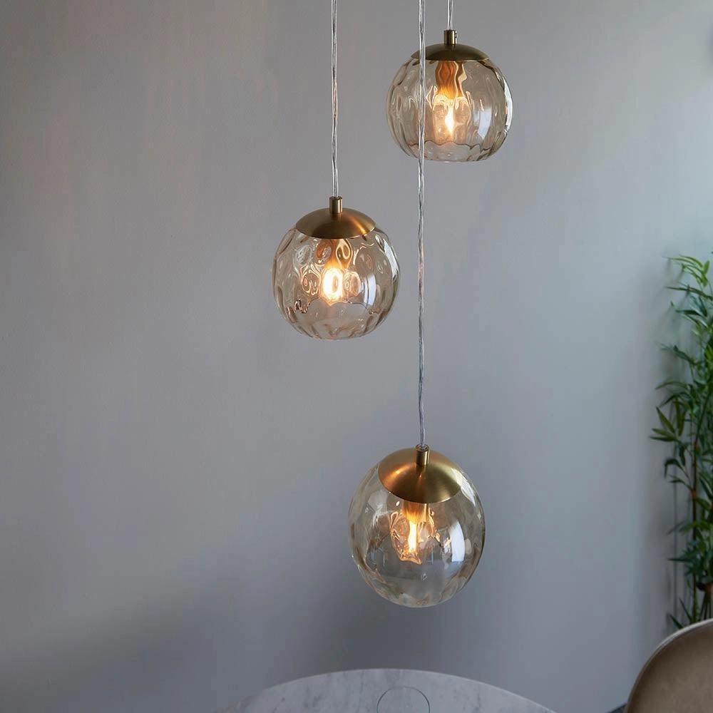 Endon Dimple 3 Light Brass  Ceiling Pendant