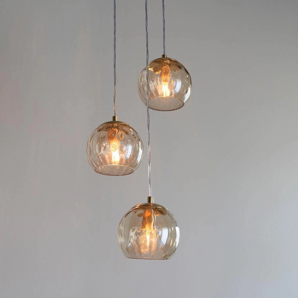 Endon Dimple 3 Light Brass  Ceiling Pendant