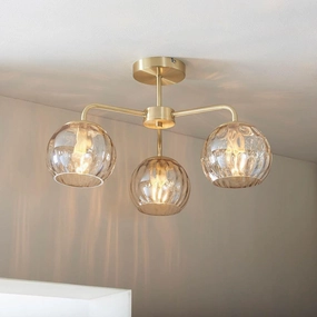 Endon Dimple 3 Light Brass Finish Semi Flush Ceiling Light simple ceiling design light