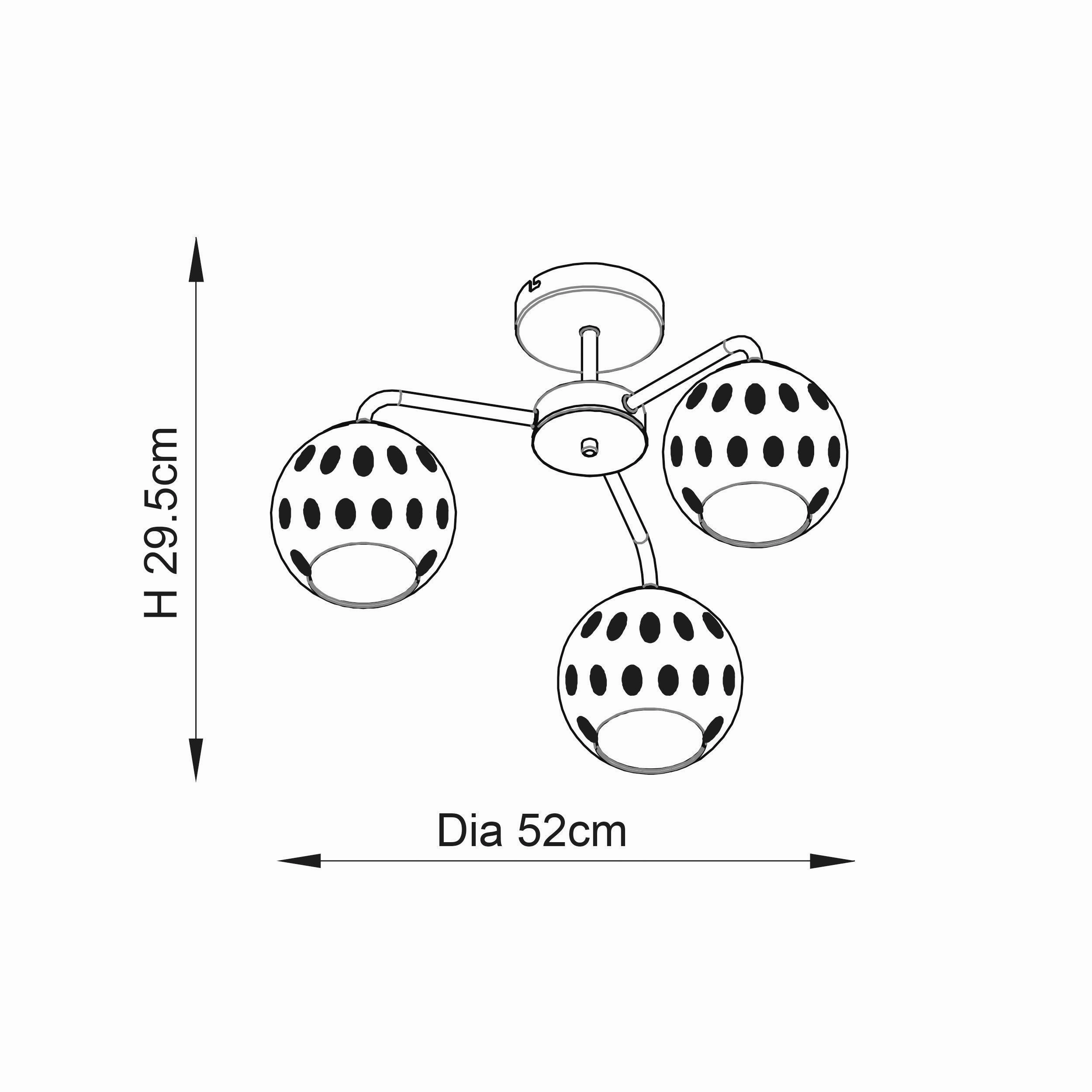 Endon Dimple 3 Light Brass Finish Semi Flush Ceiling Light