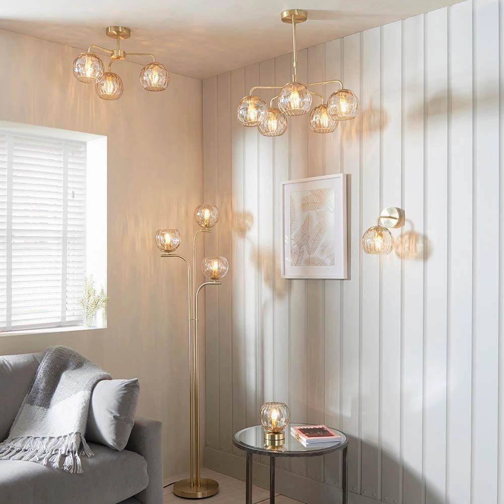 Endon Dimple 3 Light Brass Finish Semi Flush Ceiling Light