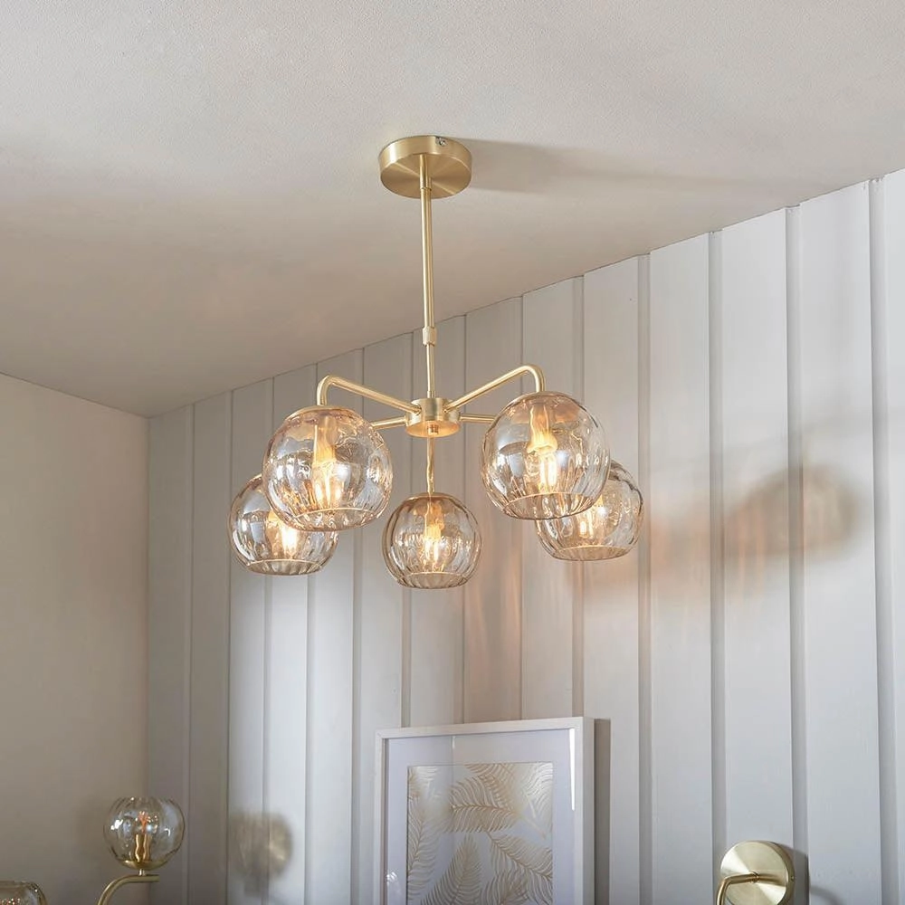 Endon Dimple 5 Light Brass Finish Ceiling Pendant