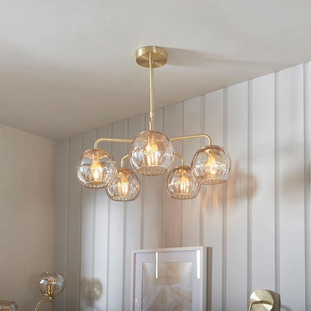 Endon Dimple 5 Light Brass Finish Ceiling Pendant simple ceiling design light
