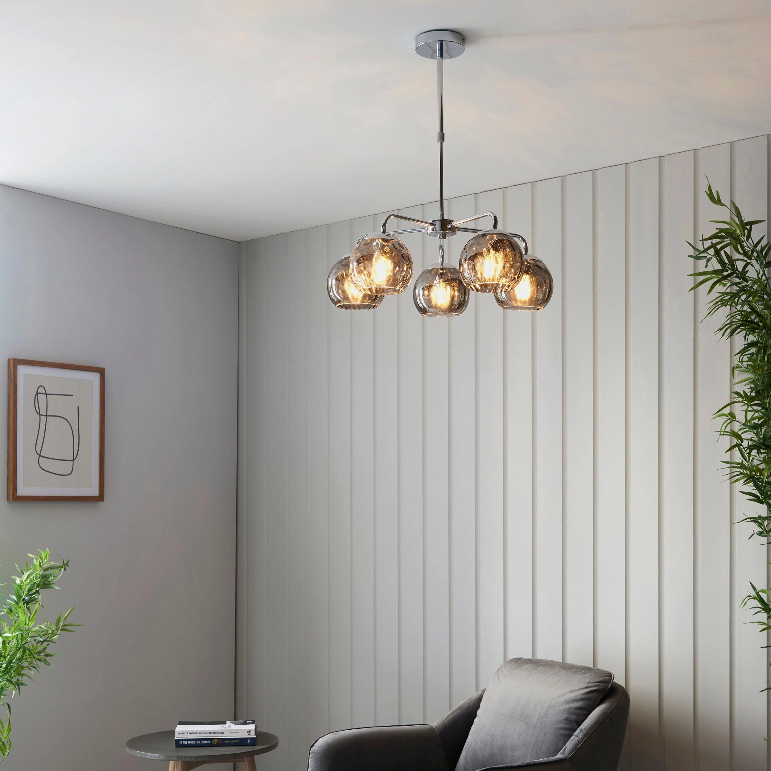 Endon Dimple 5 Light Polished Chrome Ceiling Pendant
