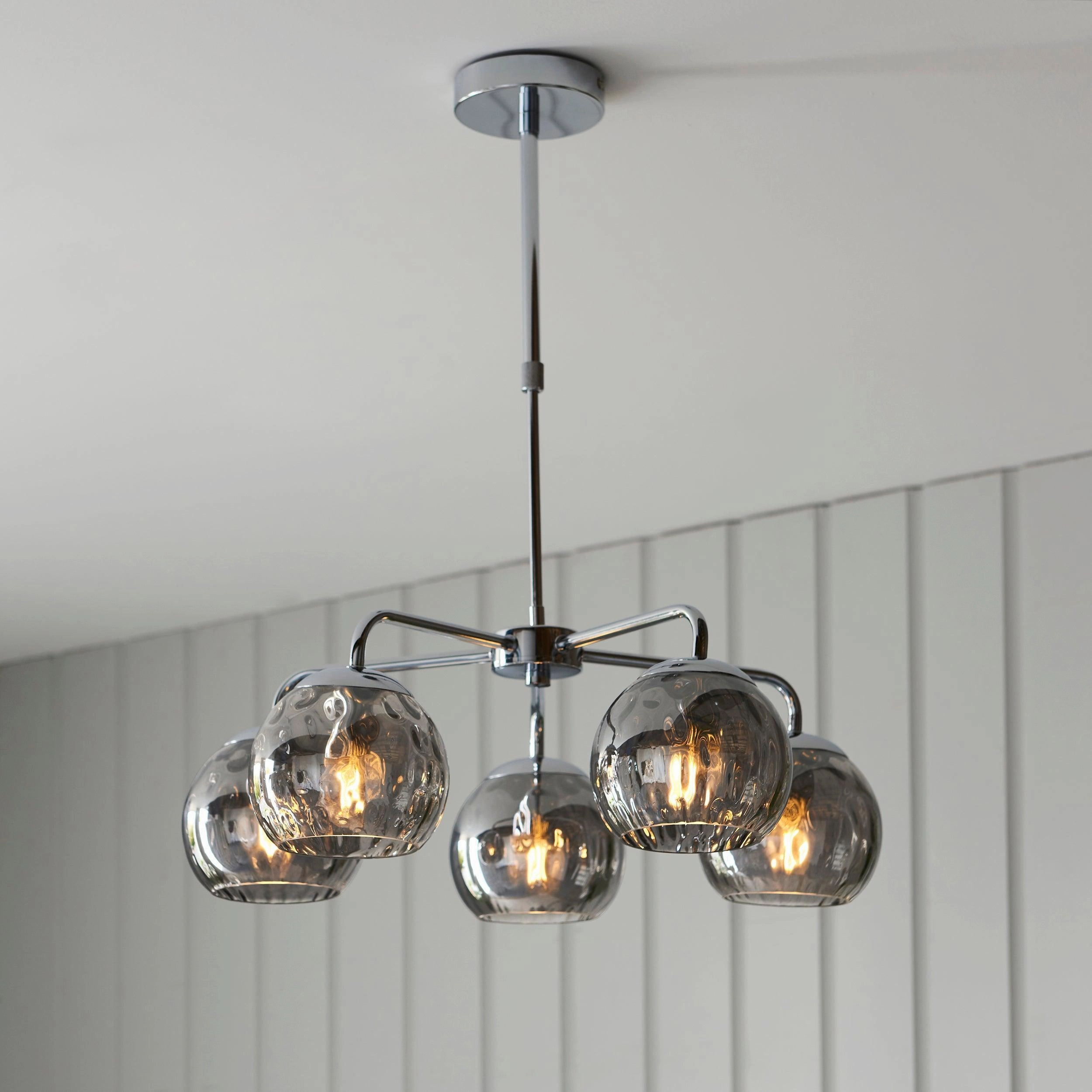 Endon Dimple 5 Light Polished Chrome Ceiling Pendant minimalist ceiling light