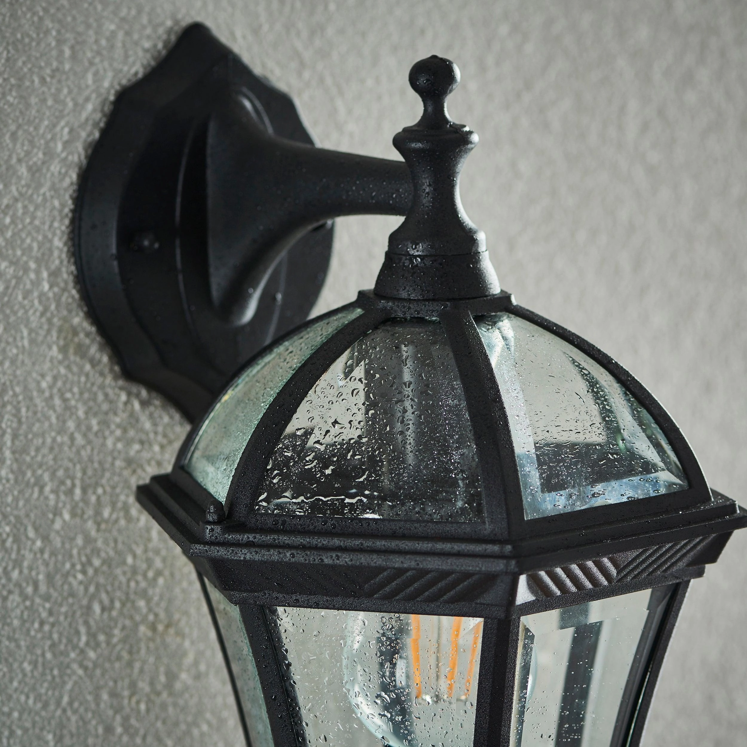 Endon Drayton Textured Black Outdoor Downlight Wall Light
