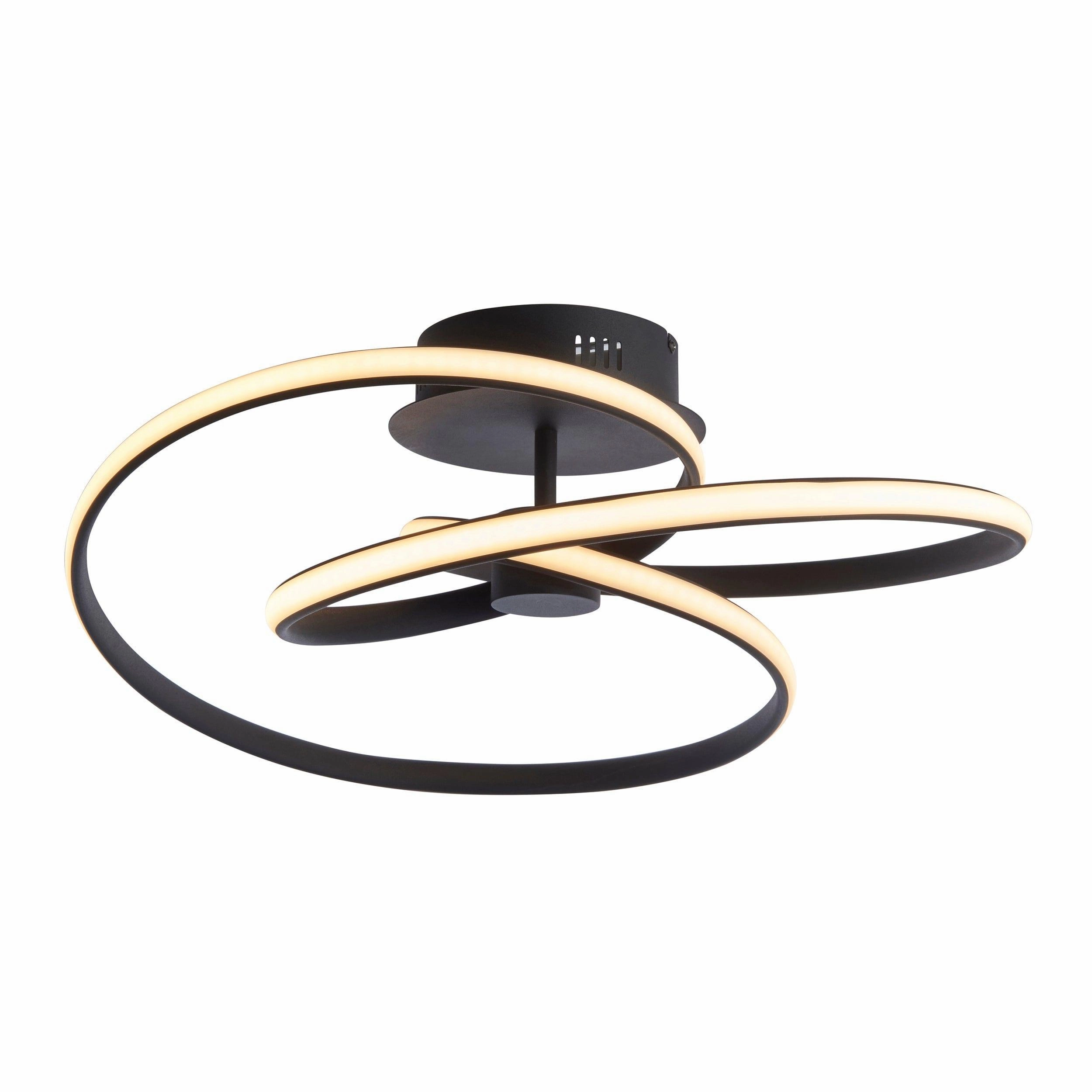 Endon Dune 1 Light Black LED Semi Flush Ceiling Light