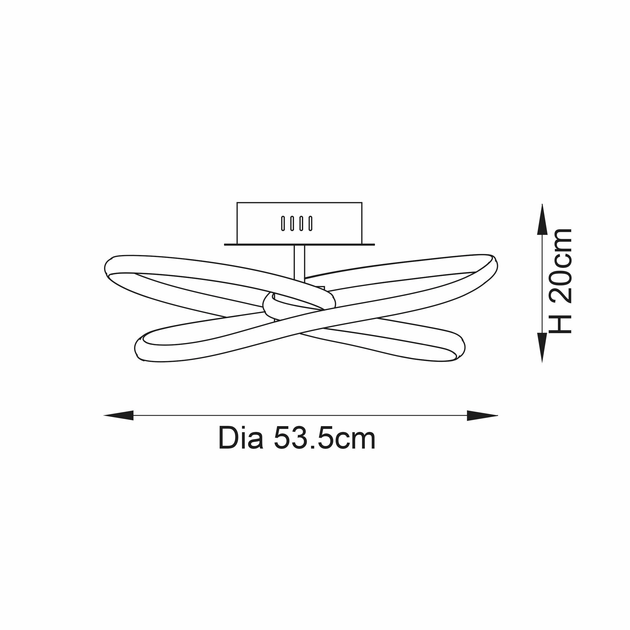 Endon Dune 1 Light Black LED Semi Flush Ceiling Light