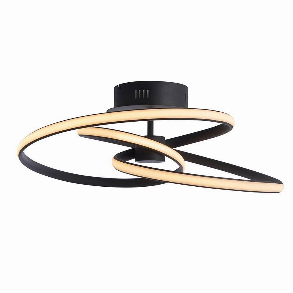 Endon Dune 1 Light Black LED Semi Flush Ceiling Light