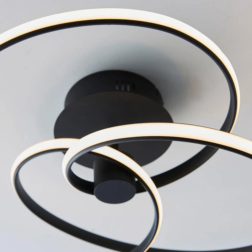 Endon Dune 1 Light Black LED Semi Flush Ceiling Light