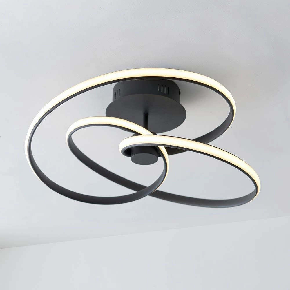 Endon Dune 1 Light Black LED Semi Flush Ceiling Light