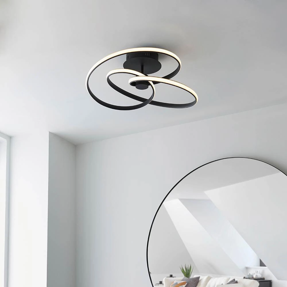 Endon Dune 1 Light Black LED Semi Flush Ceiling Light simple ceiling design light