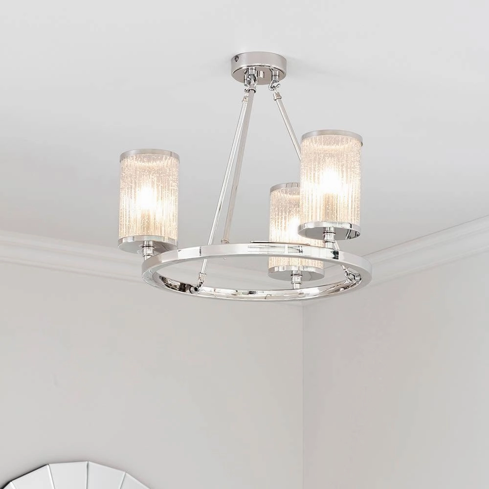 Endon Easton 3 Light Nickel Semi Flush Ceiling Light simple ceiling design light