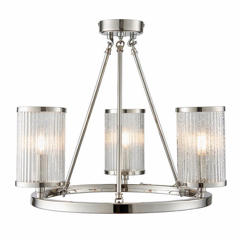 Endon Easton 3 Light Nickel Semi Flush Ceiling Light