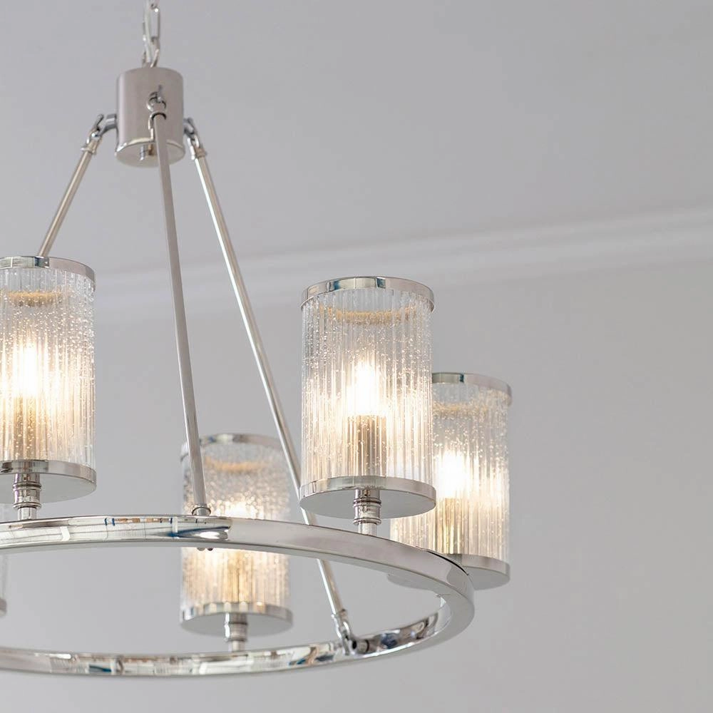 Endon Easton 6 Light Nickel Ceiling Pendant Light