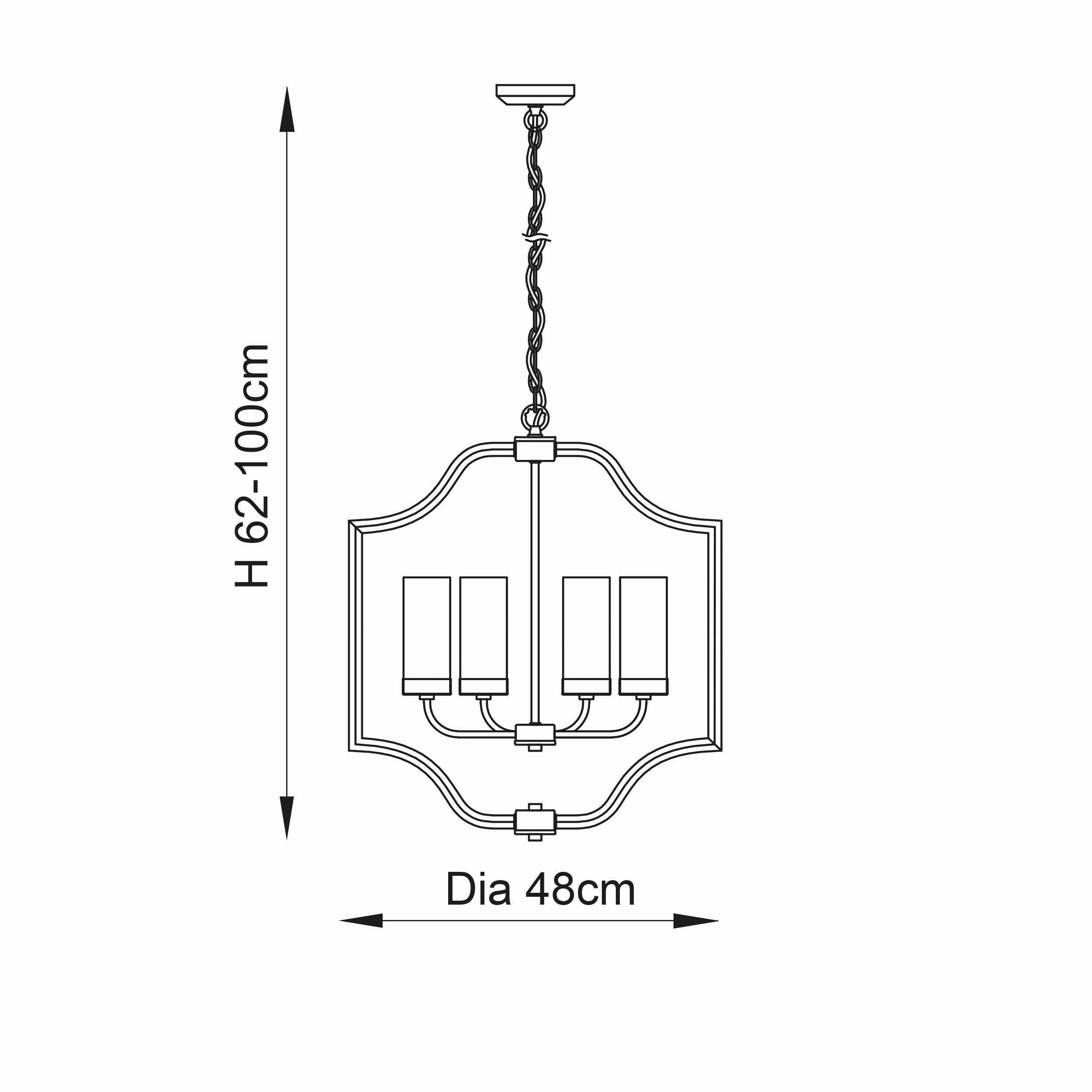Endon Edrea 4 Light Brass Ceiling Pendant Light