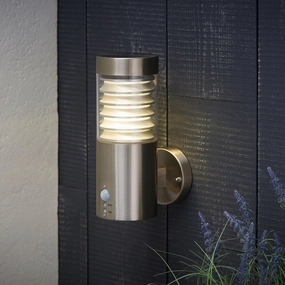Endon Equinox Stainless Steel LED PIR Outdoor Wall Light indoor ambient light