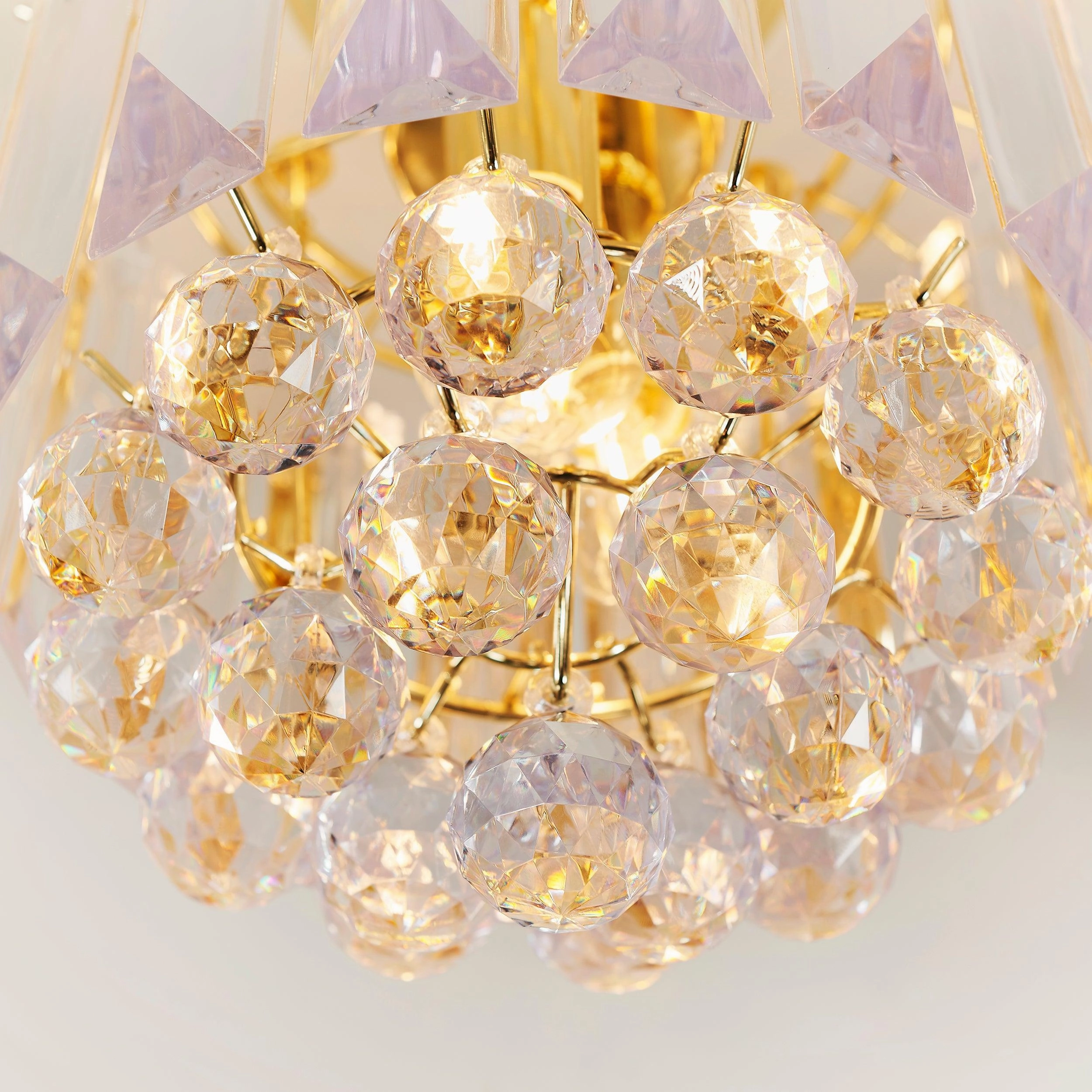 Endon Fargo 2 Light Crystal & Brass Ceiling Flush