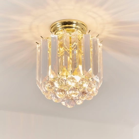 Endon Fargo 2 Light Crystal & Brass Ceiling Flush simple ceiling design light