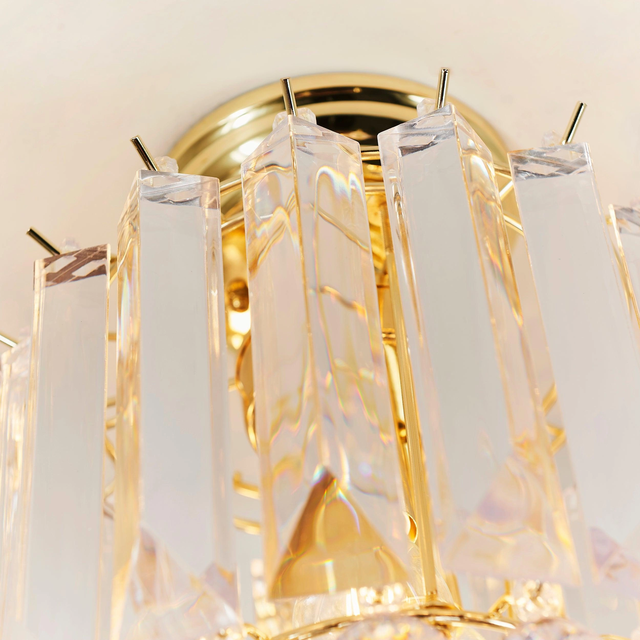 Endon Fargo 2 Light Crystal & Brass Ceiling Flush