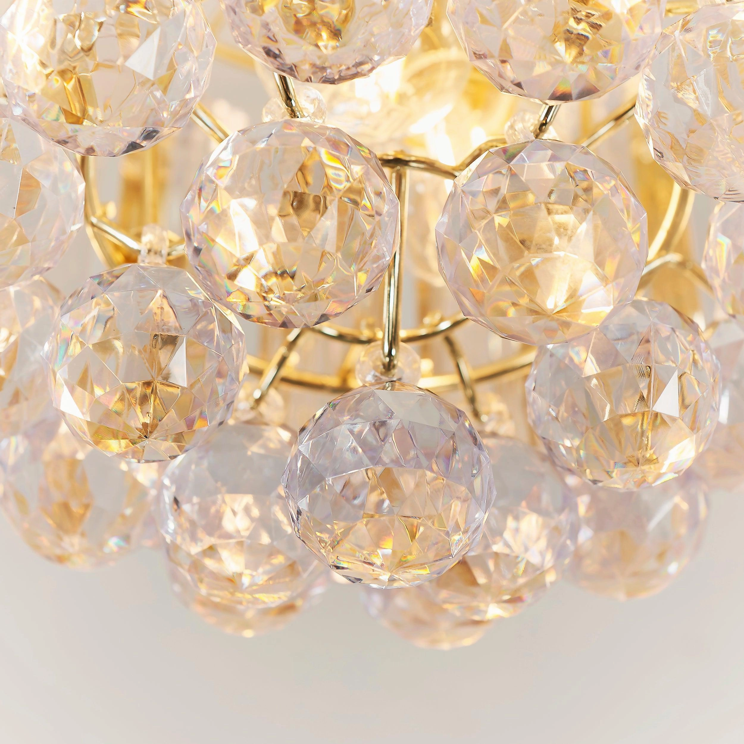 Endon Fargo 2 Light Crystal & Brass Ceiling Flush