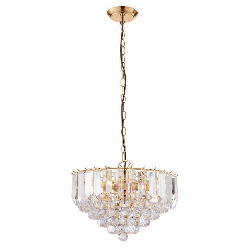 Endon Fargo Brass & Clear Acrylic 3 Light Ceiling Pendant