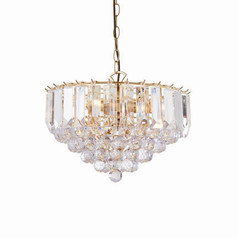 Endon Fargo Brass & Clear Acrylic 3 Light Ceiling Pendant