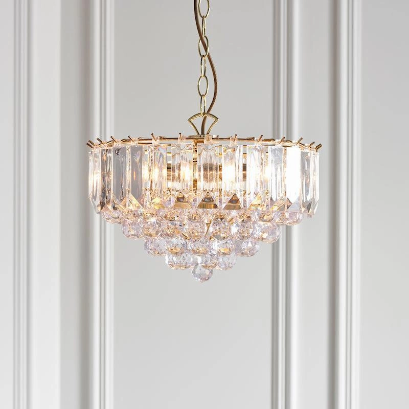Endon Fargo Brass & Clear Acrylic 3 Light Ceiling Pendant