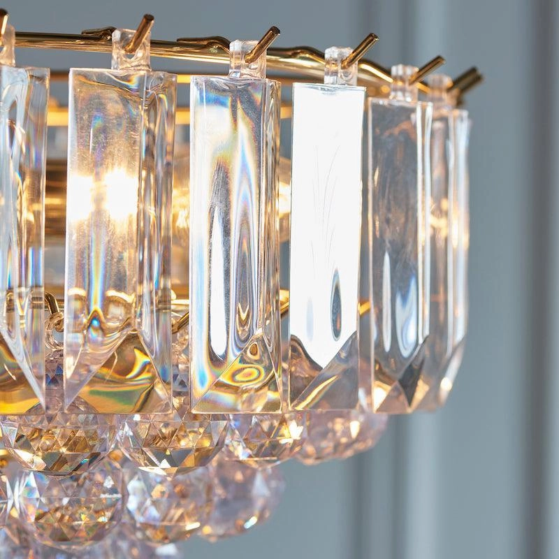 Endon Fargo Brass & Clear Acrylic 3 Light Ceiling Pendant
