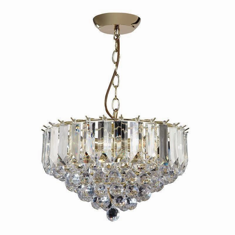 Endon Fargo Brass & Clear Acrylic 3 Light Ceiling Pendant