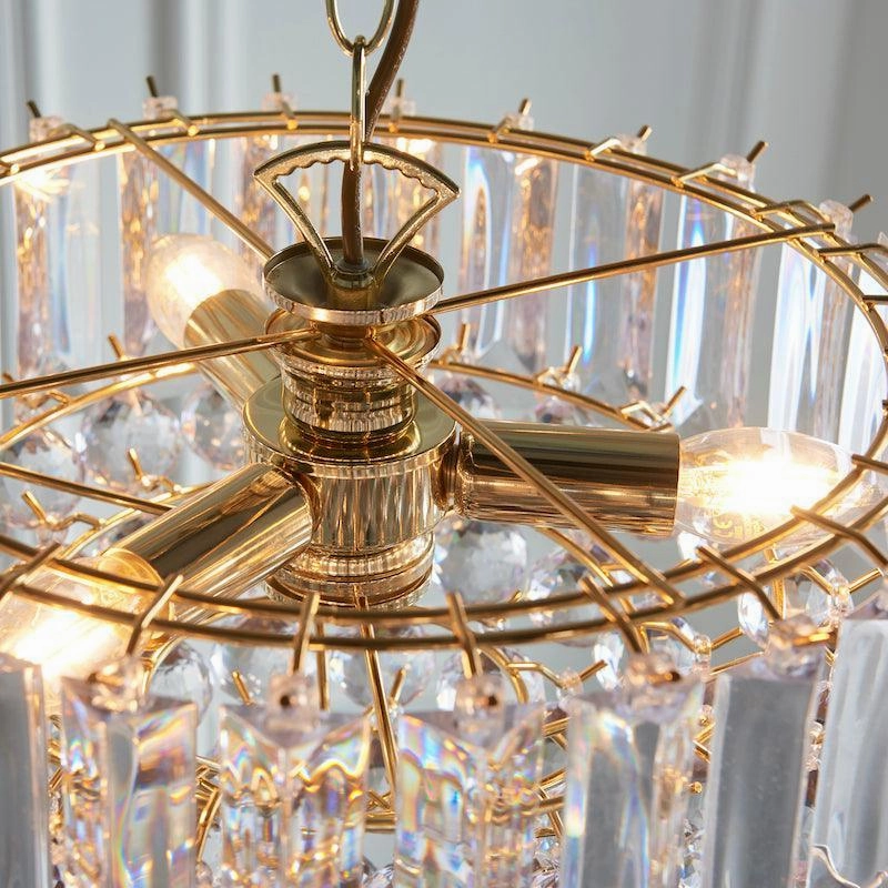 Endon Fargo Brass & Clear Acrylic 3 Light Ceiling Pendant