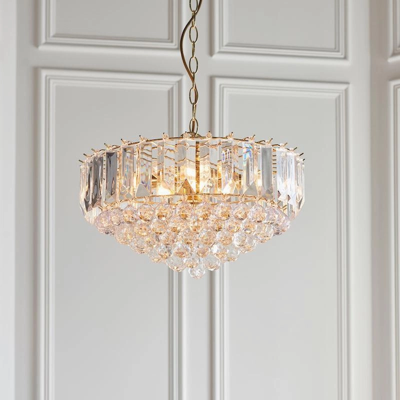 Endon Fargo Brass & Clear Acrylic 6 Light Ceiling Pendant