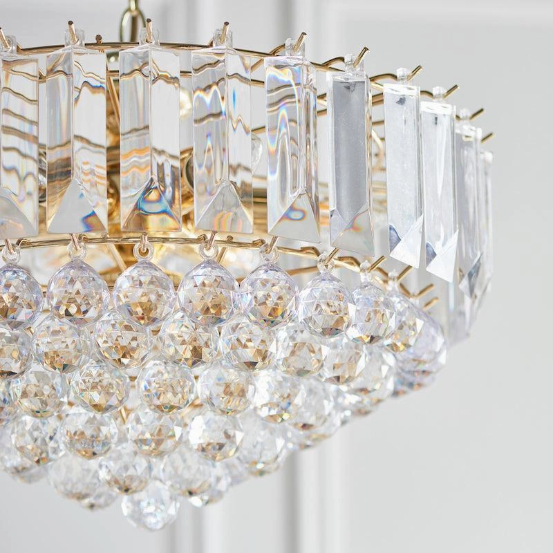 Endon Fargo Brass & Clear Acrylic 6 Light Ceiling Pendant