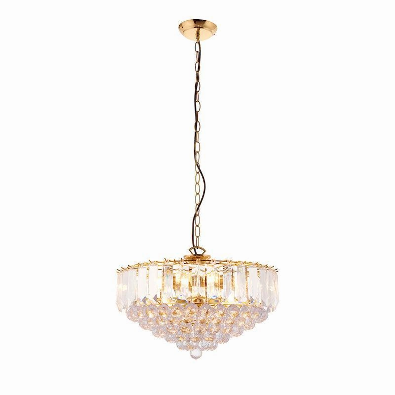 Endon Fargo Brass & Clear Acrylic 6 Light Ceiling Pendant